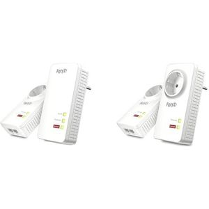 AVM FRITZ!Powerline 1260E Wi-Fi Set International (1.200 Mbit/s) & AVM Fritz!Powerline 1220E Set (1,200 MBit/S, 2x Gigabit-LAN Per Adapter, Duitstalige Versie) Wit