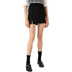 Koton Suède leren rok voor dames, split, gedetailleerd, zwart (999), XS