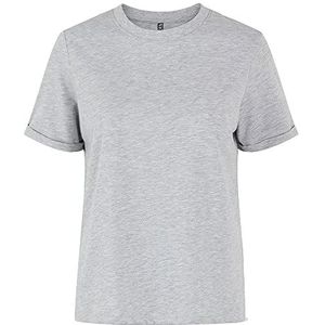 PIECES T-Shirt dames Pcria Ss Fold Up Solid Tee Noos Bc , lichtgrijs gem. , L