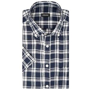Seidensticker Casual overhemd voor heren, regular fit, zacht, New Button-down, korte mouwen, 100% linnen, donkerblauw, M