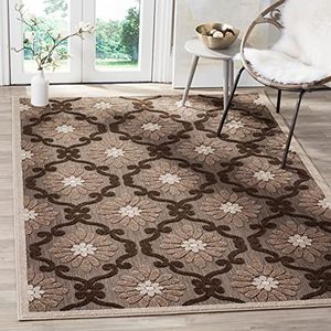 Safavieh tapijt voor binnen en buiten, geweven, polypropyleen, tapijt in lichtbruin/bruin 90 X 150 cm Light Marron/Marron