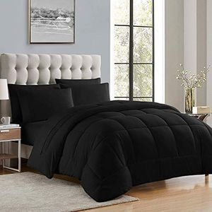 Sweet Home Collection Donzen alternatief dekbed alle seizoenen warmte luxe pluche loft microvezel vulling dekbed invoegen beddengoed, twin, zwart