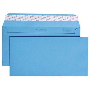 Elco 18833.32 Color Box met deksel en 250 enveloppen/verzendtas, zelfklevende sluiting, C5/6 DL, 100 g, intens blauw, venster: nee