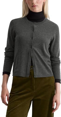 Marc O'Polo - Gebreid Vest - Donkergrijs - Slanke Pasvorm - Lange Mouw