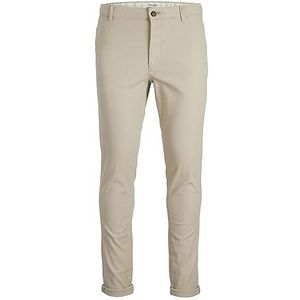 Jack & Jones Heren Casual Chino Broek Stijlvolle Zakelijke Pantalon Slim Fit Stedelijk JPSTMARCO, Colour:Beige, Pant Size:28W / 32L, Beenlengte:L32