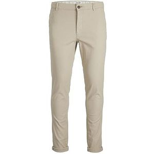Jack & Jones Casual Heren Chino Broek Stijlvolle Zakelijke Pantalon Slim Fit Stedelijk JPSTMARCO, Colour:Beige, Pant Size:28W / 32L, Beenlengte:L32