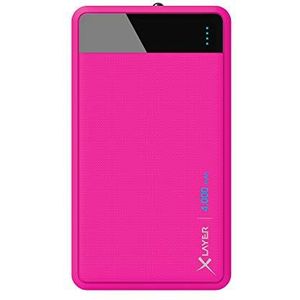 XLayer Colour Line Powerbank, roze, lithium-polymeer, 4000 mAh, roze, mobiele telefoon/smartphone, tablet, rechthoekig, lithium-polymeer, 4000 mAh, USB)