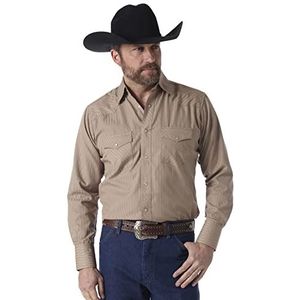 Wrangler Heren Tall Sport Western Snap Shirt in Dobby Stripe Button-Down Shirt, donkerbruin, XXL Lang