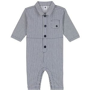 Petit Bateau A06P2 lange overall, middeleeuws blauw/marshmallow-wit, 18 maanden, Middeleeuws blauw/wit marshmallow, 18 Maanden