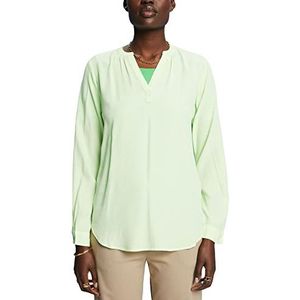ESPRIT Crêpe blouse met split aan de hals, Citrus Green, M