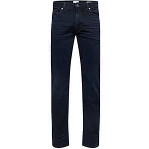 SELECTED HOMME Male Straight Fit Jeans 196, Blue Black Denim., 32W / 32L