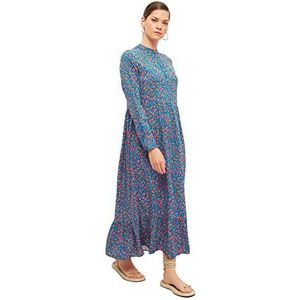 Trendyol Vrouwen bescheiden maxi skater regelmatig geweven bescheiden jurken, Blauw, 38