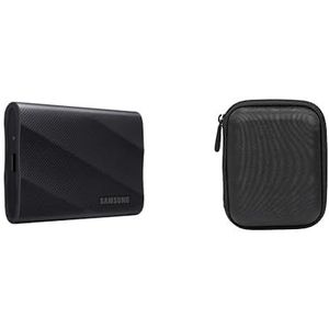Samsung MU-PG4T0B/EU draagbare SSD T9, 4TB, 2000MB/s lezen, 2000MB/s schrijven, USB 3.2 Gen.2x2, compatibel met Mac, pc, Android en 12K-camera's & Amazon Basics Beschermhoes externe harde schijf