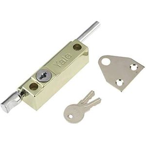 Yale P-124-PB deurdrukbout; gepolijste messing afwerking, standaardbeveiliging, Visi verpakt, geschikt voor aluminium deuren en houten deuren