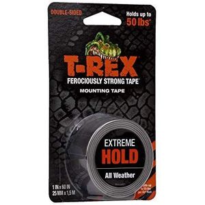 T-Rex Extreme Hold dubbelzijdig montageband, houdt tot 22,7 kg, 25 mm x 1,5 m, zwart