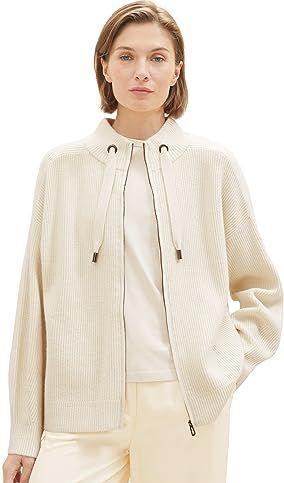 TOM TAILOR - 1038701 - Gebreid Damesvest - Zacht Beige - Effen