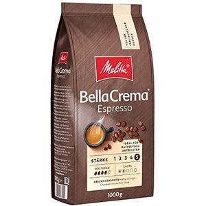 Melitta BellaCrema Espresso hele koffiebonen, 1 kg, ongemalen, koffiebonen voor volautomatische koffiemachine, krachtig roosteren, geroosterd in Duitsland, dikte 5