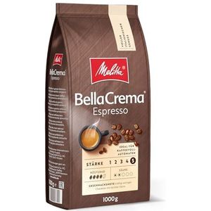 Melitta BellaCrema Espresso hele koffiebonen 1 kg, ongemalen, koffiebonen voor volautomatische koffiemachine, krachtig roosteren, geroosterd in Duitsland, dikte 5