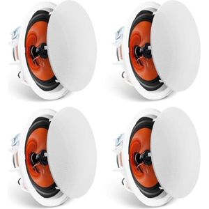 VEVOR Set van 4 plafondluidsprekers, ca. 20 cm, 100 W, plafond- en wandinbouwluidsprekersysteem met 8 Ω impedantie 89 dB gevoeligheid, voor thuis, keuken, woonkamer, slaapkamer of overdekte veranda