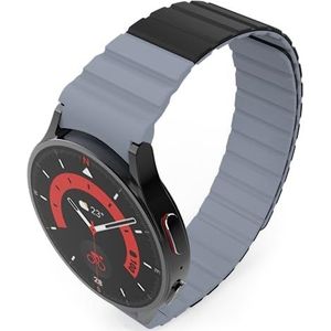 System-S Armband 20 mm siliconen magnetisch voor Samsung Galaxy Watch 5 4 in zwart, zwart/grijs, Eine Grösse