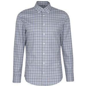 Seidensticker Zakelijk overhemd voor heren, shaped fit, strijkvrij, New Button-down, lange mouwen, 100% katoen, blauw, 44
