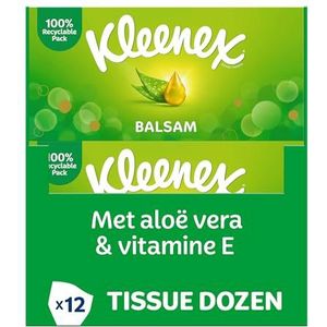 Kleenex Balsam tissues - 12 tissue dozen - 768 zakdoekjes - 12 x 64 Stuks - Voordeelverpakking - met calendula balsam - voorkomt een rode neus