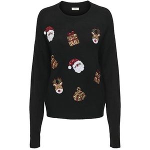 JACQUELINE de YONG Jdysanta L/S X-mas O-Neck Pullover Knt, Zwart, XS Dames, Zwart, XS