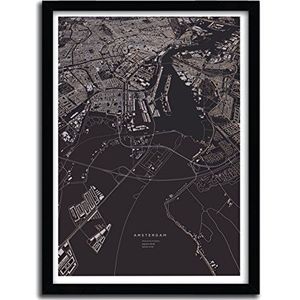 K.Olin Tribu Poster Amsterdam City Map van Luis Dilger, papier, wit, 40 x 60 x 0,1 cm