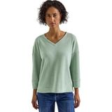Street One Dames Knus shirt met V-hals in Groen, in size: 34