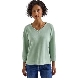 Street One Dames Knus shirt met V-hals in Groen, in size: 34