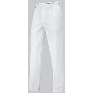 BP Med Trousers 1359-130-21 Herenbroek - Vouwen - Puur Katoen - Slanke pasvorm - Maat: 58s - Kleur: wit