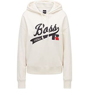 BOSS Dames C Eraisy relaxed-fit sweatshirt met capuchon met geborduurd logo uit de collectie, Open White118, XL