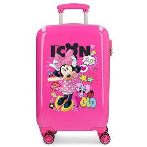 Disney Enjoy Minnie Icon cabinekoffer, roze, 34 x 55 x 20 cm, harde schaal, ABS, combinatieslot, 34 liter, 2,6 kg, 4 dubbele wielen, handbagage