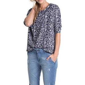 ESPRIT Damesshirt met lange mouwen en blouses, meerkleurig (Cinder Blue 406), L