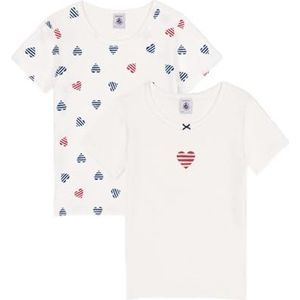 PETIT BATEAU - Set van 2 Onderhemdjes - Violet - Katoen - Hartenprint