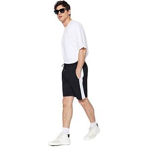 Trendyol Heren Black Male Regular Fit Paneled Shorts & Bermuda Casual Shorts, L