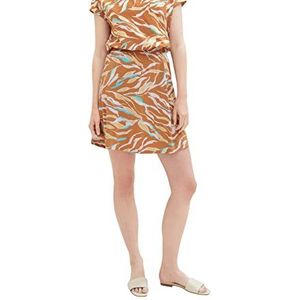 TOM TAILOR Mini-rok voor dames met patroon, 31758 - Bruin Abstract Blad Design, 32