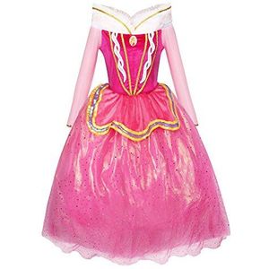 Katara 1742 - doornroosje Aurora prinses kostuum jurk sprookje, carnaval kinderverjaardag, maat 146 / fabrikantmaat- 152, roze