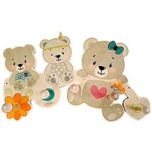 Hess houten speelgoed 30347 - garderobe van hout, serie beer natuur, met 5 haken, voor kinderen, ca. 35 x 21 x 6,5 cm groot, handgemaakt, als blikvanger in elke kinderkamer en hal