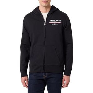 Gant - GRAPHIC FULL ZIP HOODIE - Capuchonsweatvest - Zwart - Kangaroozak - Ribboorden