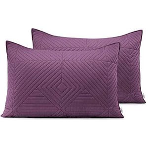 AmeliaHome 2 kussenslopen 50 x 70 cm violet lila kussenhoezen set ultrasonisch stiksel polyester softa