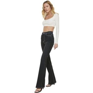Trendyol Vrouwen Hoge Taille Flare Been Flare Jeans, Zwart, 62
