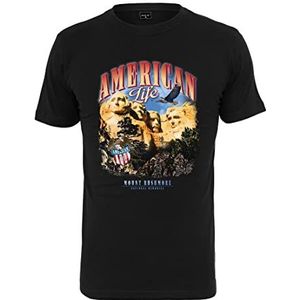 Mister Tee Heren American Life Mount Roushmore Tee T-shirt, zwart, L