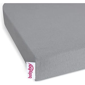 Babybay 160571 Jersey hoeslaken geschikt voor model Maxi, Midi, Mini, Boxspring, Trend en Comfort, grijs. 89 x 50 x 5 cm