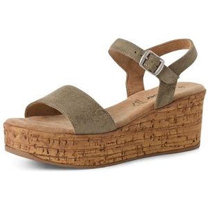 s.Oliver 5-28313-44 Damessandalen met sleehak, pistache, 41 EU