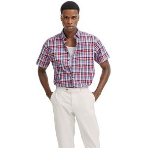 Bugatti - Overhemd - 950-rood - Korte Mouwen - Met Ruitmotief - Modern Fit