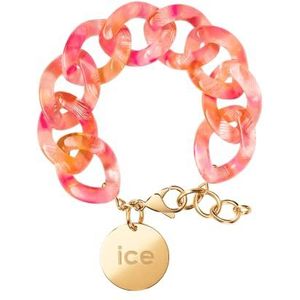 ICE Jewellery - Chain Bracelet - Pink yellow - XL mesh armband voor vrouwen met gouden medaille (020999)