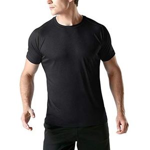 MEETWEE Sportshirt voor heren, loopshirt met korte mouwen, mesh, functioneel shirt, ademend shirt met korte mouwen, sportshirt, trainingsshirt voor mannen, Zwart-t, XL