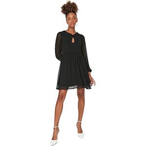TRENDYOL Dames Woman Design Maxi Standaard Crew Neck Woven Dress Jurk, zwart, 36