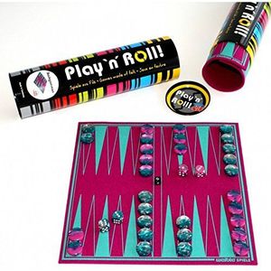 Weiblespiele 6227 Backgammon 'Play 'N' ROLL' van wolvilt met speelstenen van acrylglas